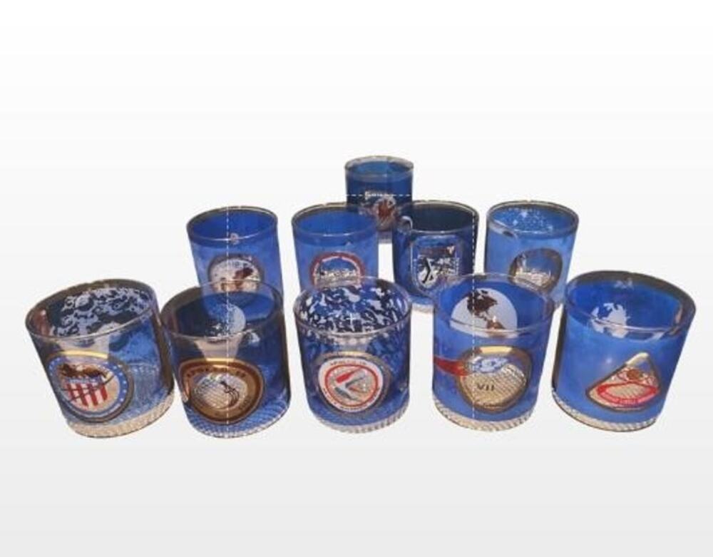 Vintage NASA Apollo Glasses Complete Collection – Set of 10 Blue/Gold Tumblers